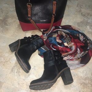 White Mountain Booties with Buckles and Zippers